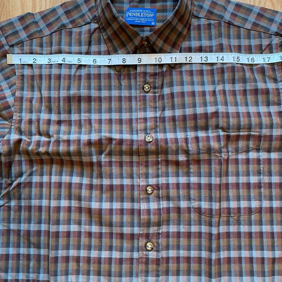 Sir Pendleton 100% Worsted Wool Plaid Button Down Shirt Mens Size Medium - Picture 8 of 9
